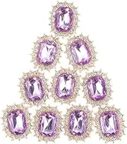 IOIUSKKU 10Pcs Sparkling Rhinestone Buttons for Clothing Brooch Wedding Decorations, Light Purple, 2.1 x 1.7cm