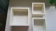 Set 3 White SHADOW BOX Home Office Wall Decor Floating Shelf Display Frame WOOD