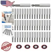 Efficient 50 Pack 2.36 Inch Magnetic Drill Bit Extensions - S2 Steel Quality