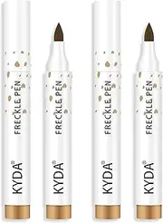 KYDA 2 Pcs Freckle Makeup Pen, Natural Lifelike Freckle Magic Color, Waterproof Longlasting Soft Dot Pen, for Natural Effortless Sunkissed Makeup-Light Brown