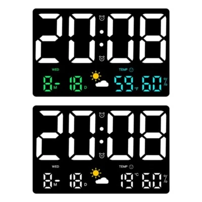 Digital LED Wall Desk Alarm Clock with Calendar and Temperature Display for Room