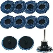 11pcs 2 Inch 50mm Flat Flap Disc Roll Lock Grinding Sanding Wheels with Holder 1/4inch (6mm) Shoulder Shaft