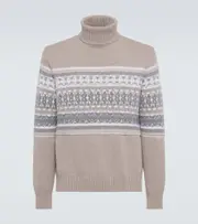 [Zegna] Zegna Jacquard cashmere turtleneck sweater AU 93 beige