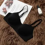 Plain Seamless Wireless Bra Black - S