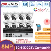 Hikvision 8CH NVR 4K Security CCTV System 8MP Full Color POE Camera MIC HDD Kit