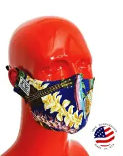 Hawaiian Print Fabric Face Mask Filter Pocket Kona Adjustable