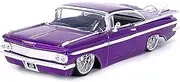 1959 Chevy Impala Lowrider Candy Purple with DUB Wire Wheels Street Low Series 1/24 Diecast Model Car by Jada 34756