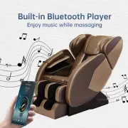 GOLD BROWN Massage Chair 8 Fixed Shiatsu Roller Zer0 Gravity W/ Heater Bluetooth