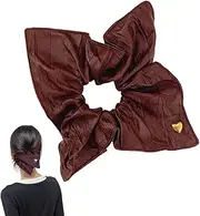 PU Leather Scrunchies - PU Leather Ponytail Holder Hair Accessories - Cute Elastic Hair Ties for Women and Girls with Thick, Thin Hair
