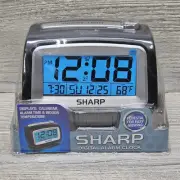 Sharp Battery Operated Digital Alarm Clock Indoor Temp. Calendar Travel Camping