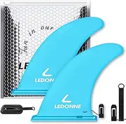 LEDONNE Fin 9" Surf & SUP Center Fins 2 Pcs with 1 Extra Pin No-Tool Installation with 1 Retainer- Ensures The Fin Base Remains Intact-9” Fin for Longboard Surfboard&Paddle Board Fin, Blue