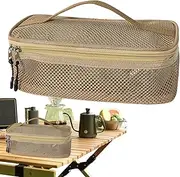 [Generic] Camping Cooking Utensils Bag - Portable Kitchen Utensils Pouch,Multifunctional Mesh Toiletry Utensils Bag for Camping Adventure Barbecue Beach Traveling Road Trip Climbing