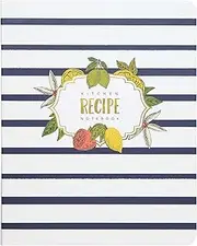 C.R. Gibson Blue and White Striped Floral Spiral Recipe Journal, 100 Pages, 7.25" x 9" (QMR-18689)