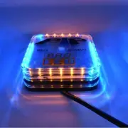 MS75AB Amber/Blue LED Mini Warning Light & Aluminum Mirror Mount Bracket Kit