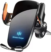 Car Phone Mount Charger - Wireless Car Charger Phone Holder Mount - 360 Adjustable Mobile Stand Air Vent Charging Station, Non-Slip Fast Charging for Most Smartphones