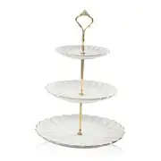 3 Tier Ceramic Cake Stand Wedding, Dessert Cupcake Stand for Tea Party White