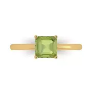 1.0ct Asscher Cut Natural Peridot Wedding Bridal Promise Ring 14k Yellow Gold