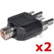 2 Pack - RCA Female Jack to Dual RCA Male Plugs Y Splitter Audio Cable Adapter