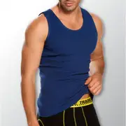 Mens Tradie 2 Pack Sizes 3-6XL Pure Cotton Tank Singlets Blue Work or Leisure (9SC)