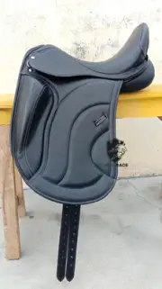 WILDRACE New Leather Dressage Saddle, Changeable Gullets Saddle 17.5"