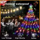 Remote Control Solar LED Waterfall Light Star Christmas Tree String Lights Decor