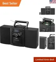 Portable Stereo Bluetooth CD Music System with Cassette and Digital AM/FM Radio