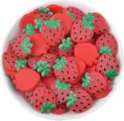 10 Polymer Clay Cabochons Strawberry Flat Backs Large 20mm Slime Charms Flatback