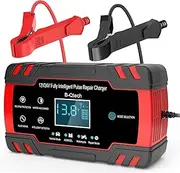 B-Qtech 12V/24V 8A/4A Smart Automatic Battery Charger Maintainer Trickle Charger with LCD Display for Car, Truck, Motorcycle, Lawn Mower, Boat, RV, SUV, ATV (AU Plug)