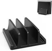 Hysgscwd 4 Slots Vertical Laptop Stand, ABS Plastic Laptop Holder with Anti Slip Pads, Space Saving Laptop Stand, Laptop Docking Station Stand for Phone, Computer, Tablet, Book, Document, Surface