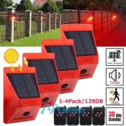 1-4PK Waterproof Solar Alarm LED Strobe Light Motion Sensor 129db Sound Security