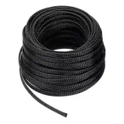 50 Ft - 1/4 in Expandable Braided Cable Sleeve, PET Cable Management, Black