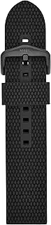 Fossil Silicone or Leather Interchangeable Watch Band Strap with Stainless Steel Buckle Closure, Black/Black, 22mm, Traditional,Fashionable