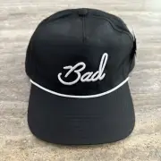 BAD BIRDIE SnapBack Hat Cap SCRIPT BAD SPELLOUT ROPE TRUCKER GOLF - BLACK