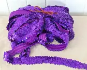 NEW Purple Metallic Stretch Sequin Trim 3 Row 1" 14 Yards Destash Bulk Crafts