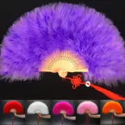 Feather Folding Fan Costume Wedding Showgirl Dance Fan Fancy Party Hand Held Fan