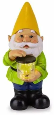 Gnome Garden Solar Light w/ Solar Panel & Rechargeable Battery
