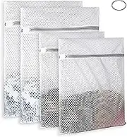 4Pcs Extra Large Honeycomb Mesh Laundry Bags for Delicates Blouse Bra Hosiery Stocking Underwear Easy Fit Sock Lingerie Laundry for Washing Machine Travel Storage Reusable Wash Bag