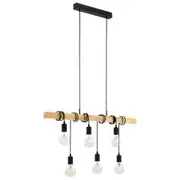 Eglo Townshend Black And Timber 6 Light Bar Pendant