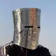 Medieval Great Knight Helmet - Steel Templar Helmet for LARP, Reenactment