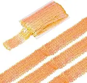 uxcell 5 Yards 1.9 Inch Elastic Sequins Trim Flat Sequin Strip Paillette Fabric Ribbon for Crafts DIY Fringe Sewing Costume Dress, Orange