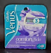 Gillette Venus Comfort Glide 3-Blade Freesia 4 Razor Cartridges NEW