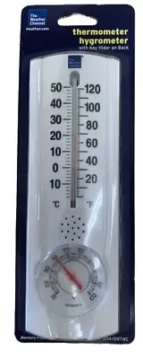 The Weather Channel Thermometer Hygrometer mercury free with key holder hider