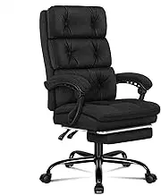 ALFORDSON Palmer Fabric Black Office Chair with Footrest, Ergonomic Executive High Back Desk, Computer Chair Recliner for Home Office Study Student, Fabric Wide Seat Video Gaming Chair