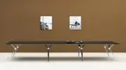 Lux Forza Boardroom Table Glass Top Conference Table Walnut 3000 x 1200 x 750mm