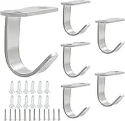 Piutouyar 6 Pack Silver Screw Mounted Ceiling Hooks, Heavy Duty Under-Shelf Coat Hook, Stainless Steel Towel/Robe Clothes Hook Hanger for Cabinet, Kitchen, Cupboard, Bathroom