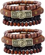[KALLORY] 8 Pcs Stackable Women Bracelets Multipack Braid Bead Bracelet Cord for Fashion Jewelry