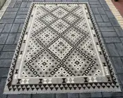 Handmade Afghan Monochrome Kilim 305 X 205 cm Persian Tribal Wool Kelim Grey Rug