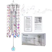 Crystal Suncatcher Wind Chimes with 4 Tuned Tubes, Hanging Prism Rainbow Make...