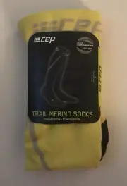 Men's CEP RUN Trail Merino knee high Compression Socks size V yellow/black