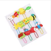 12 pcs/1 Set Cute Cartoon Animal Pattern Wooden Paper Note Clips Bookmark Paperclip Learning Office Supplies